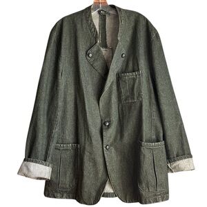 Rare Men's Olive Green Denim Casual Button-Front Jacket Size XL